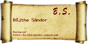 Bőjthe Sándor névjegykártya